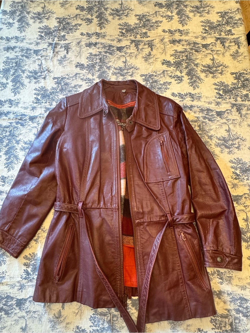 Vintage Women’s Burgundy Leather Belted Jacket